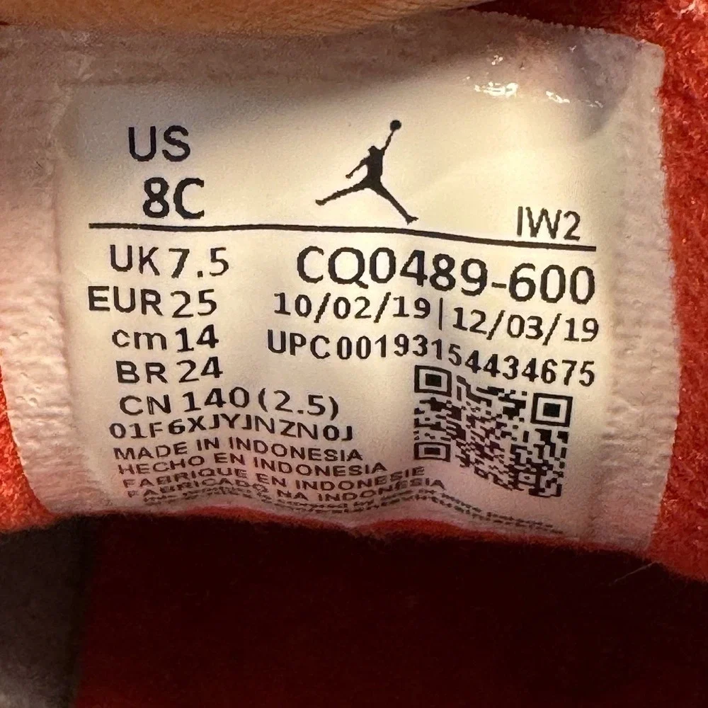 Jordan 3 Retro SE‎ Red Cement Fire Red Toddler Sneakers CQ0489-600 Size 8C
